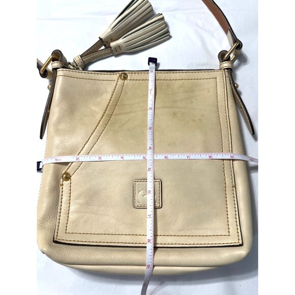 Dooney & Bourke Vintage Cream Leather Crossbody Bag With Tassel - Picture 6 of 16